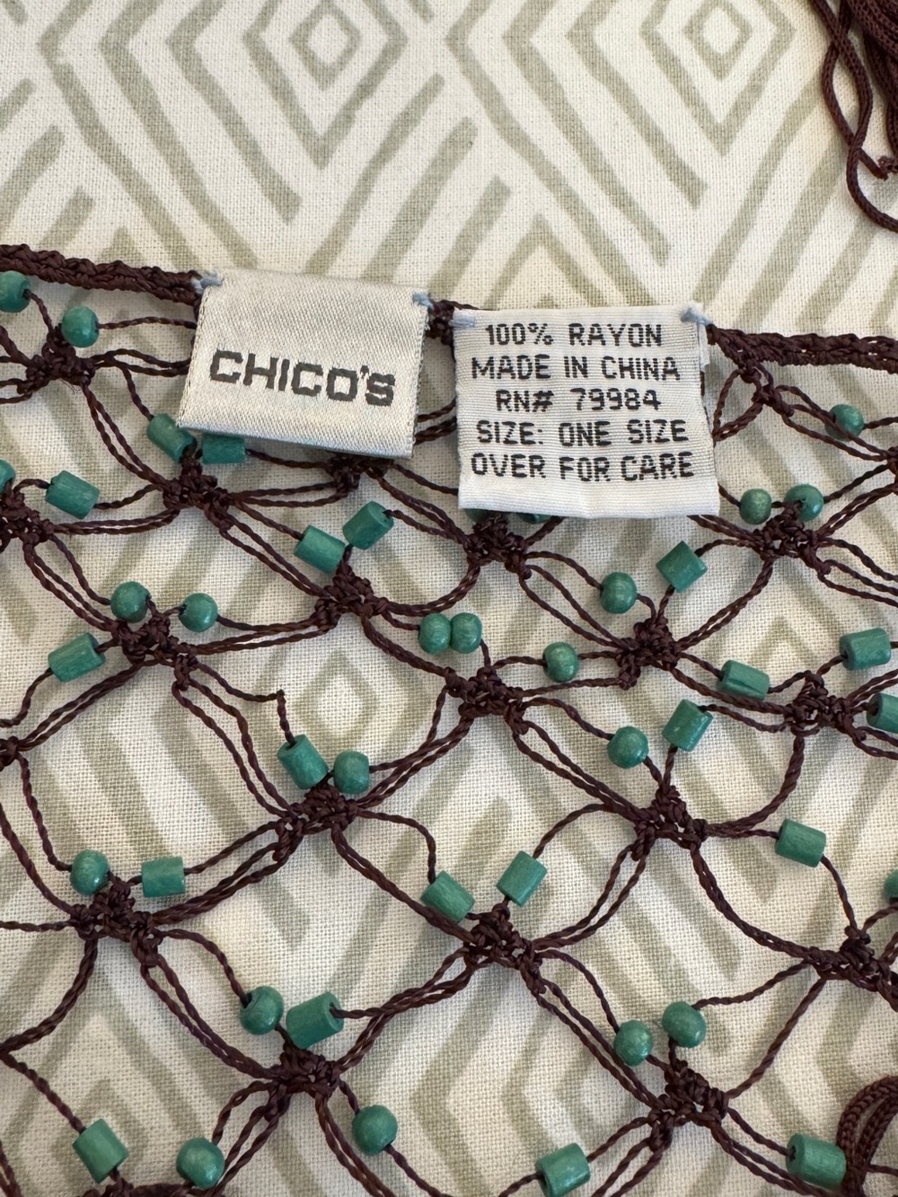 Chico’s triangle scarf with beads